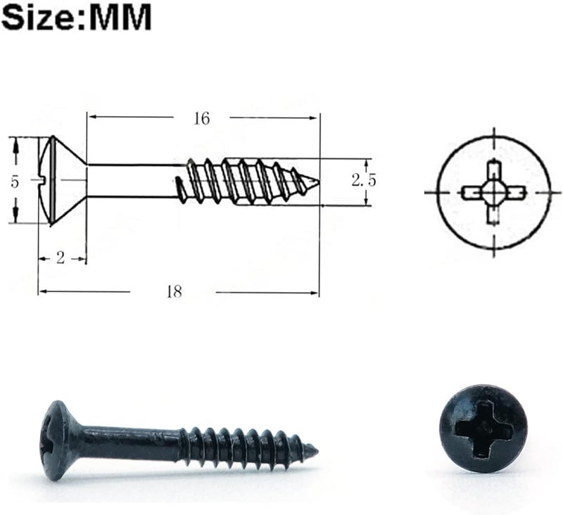 harpfeas Guitar Humbucker Pickup Ring Mounting Screws Pickup Frame Surround Screws Compatible with Epiphone Les Paul Stratocaster SG Guitar (Mixed Color 150 Pack) - Image 5